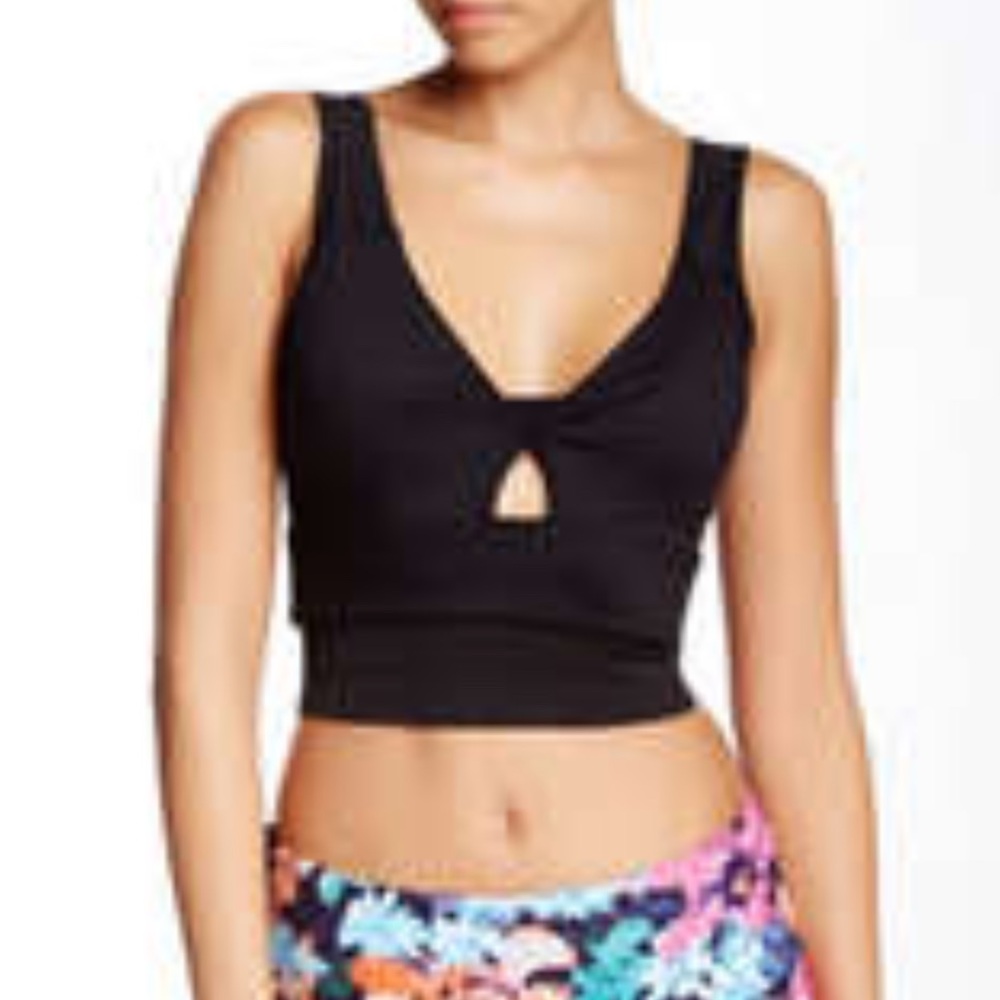 New Studio by Capezio brigitte bra crop top knot twist long line sheer- small
